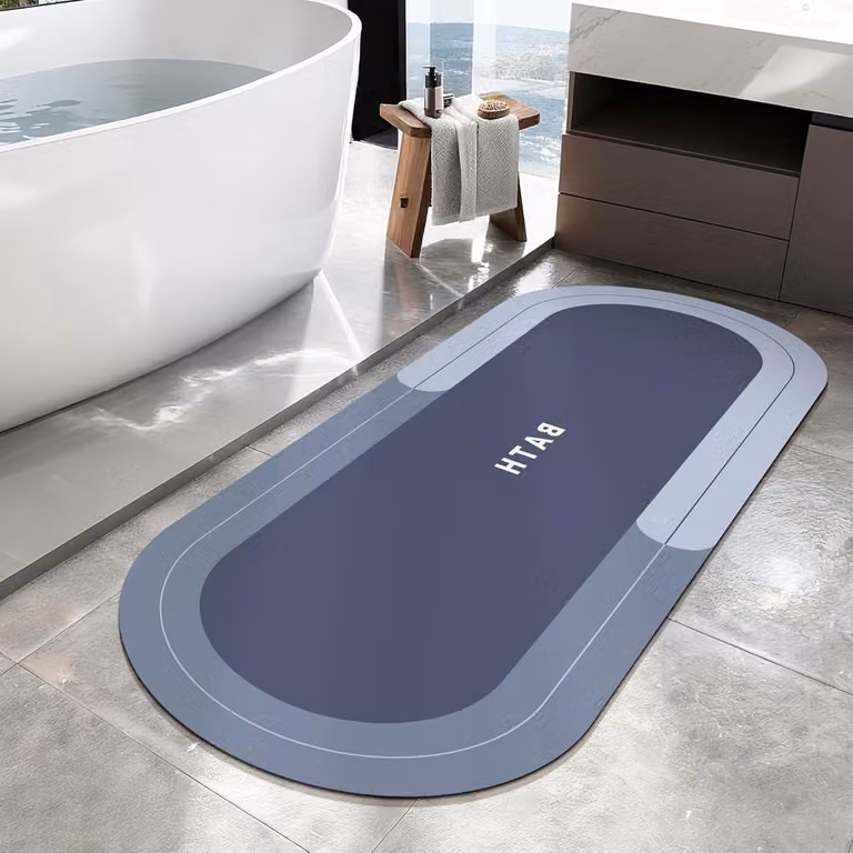 Super absorberende en sneldrogende badmat voor in de badkamer, blauw, 60 x 150 cm