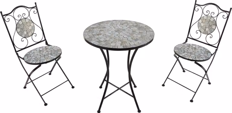 AXI Amélie 3-delige Mozaïek Bistroset in Zandbeige met tafel en 2 stoelen voor tuin of balkon