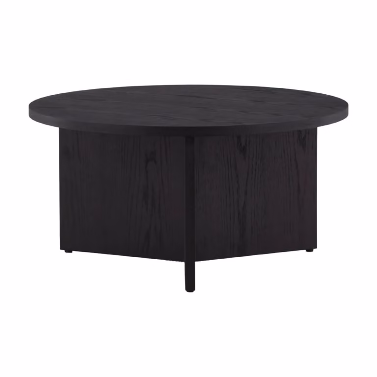 QUVIO Keno Salontafel - Zwart Hout - Breedte: 65 cm, Diepte: 32,5 cm, Hoogte: 65 cm
