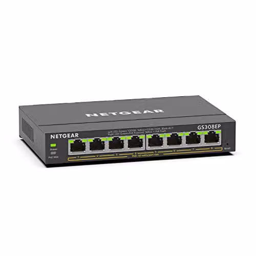 Netgear GS308EP Managed 8-Poorts Gigabit Ethernet PoE+ Switch, Zwart
