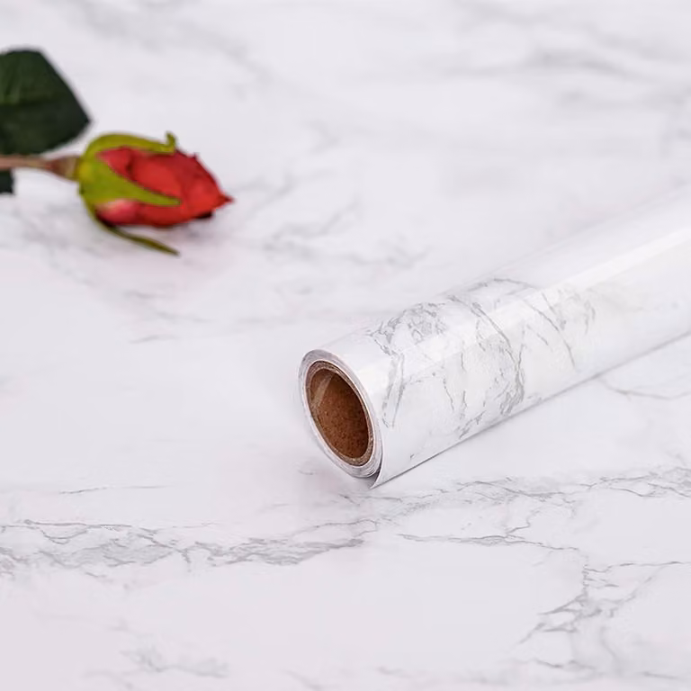 Zelfklevende marmerfolie in wit en grijs voor meubels en keuken, Breedte: 60 cm, Lengte: 500 cm