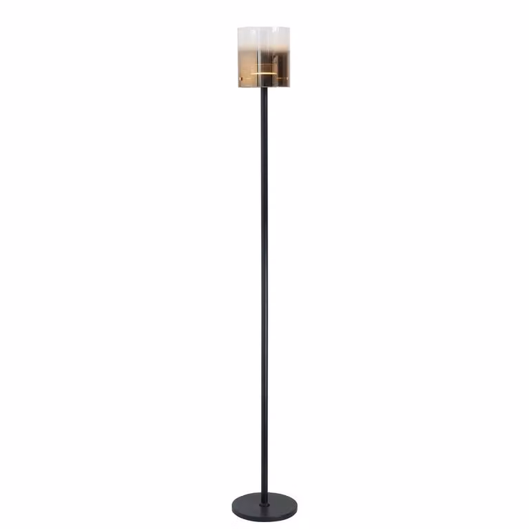 Highlight Vloerlamp Salerno zwart met goud/messing glas