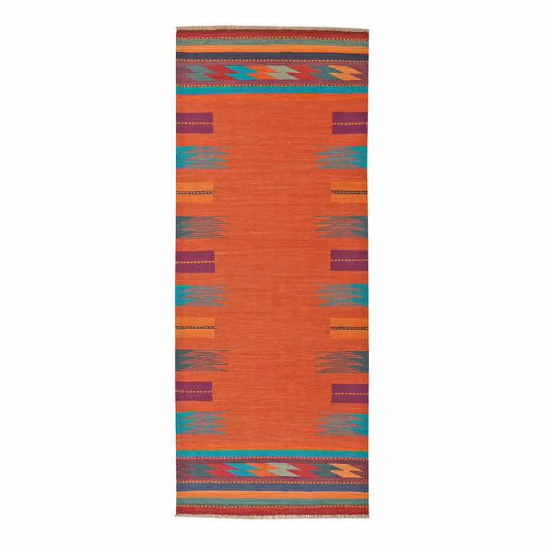 home24 Kelim Gashgai laagpolig vloerkleed rood wol B/D/H: 101 x 252 x 1 cm