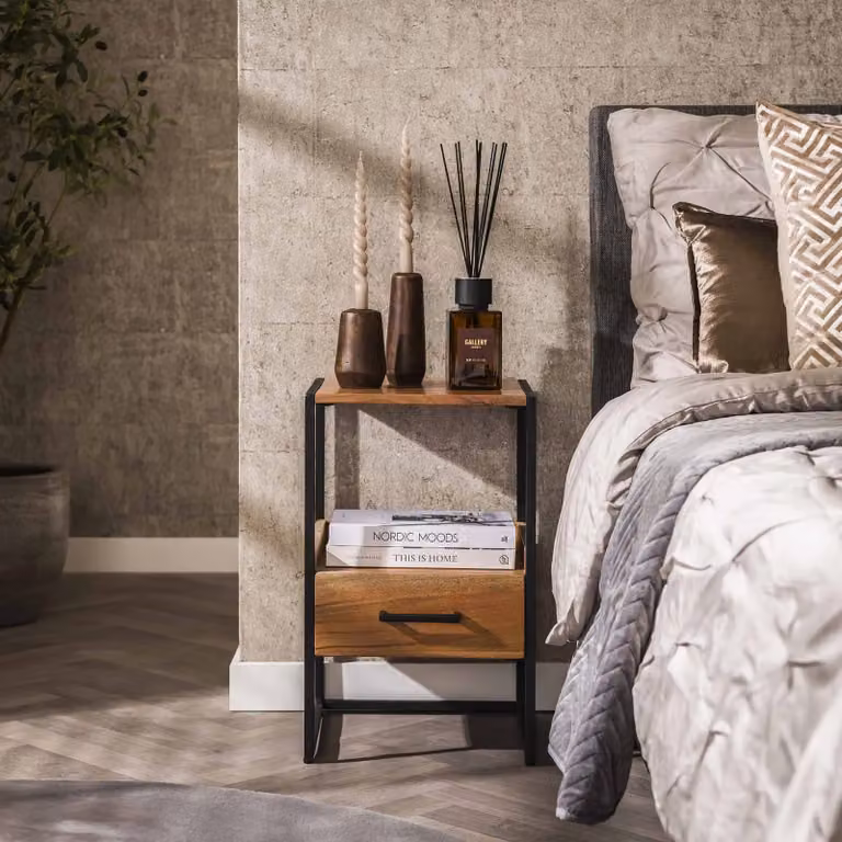 WoonStijl Nachtkastje XS niche Acacia met 1 lade, Bruin