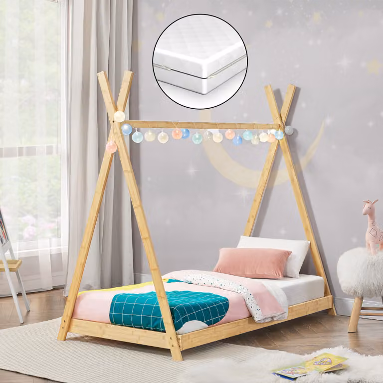 en.casa Kinderbed Vimpeli met bamboe matras, 70 x 140 cm