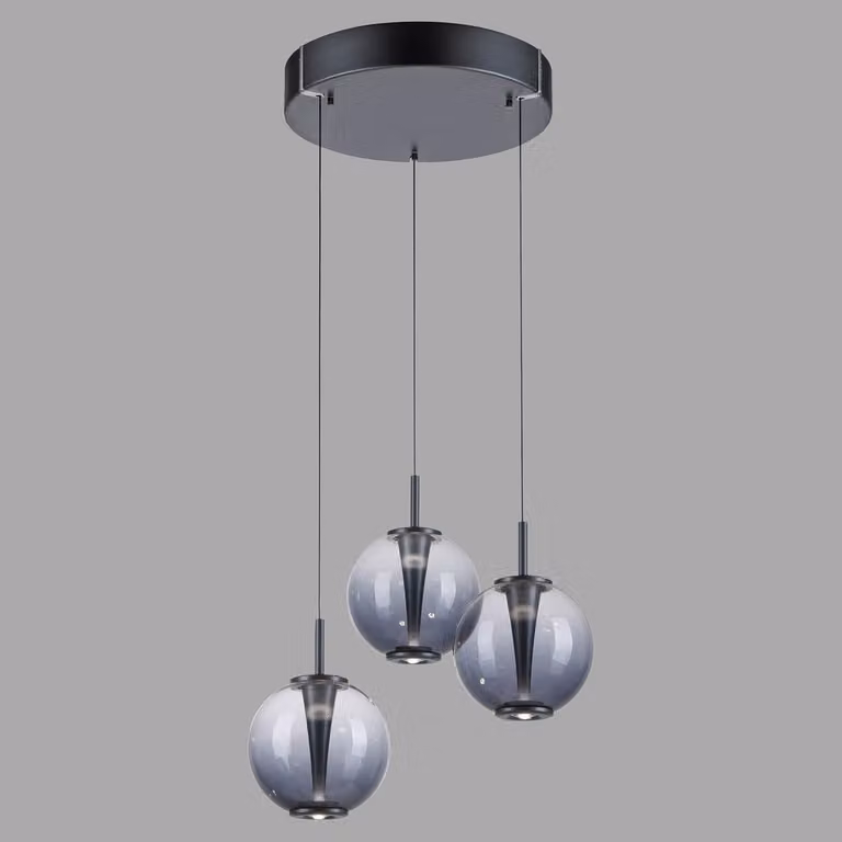 Paul Neuhaus Pure E-Infinity LED hanglamp grijs met rookglas, Ø 50 cm