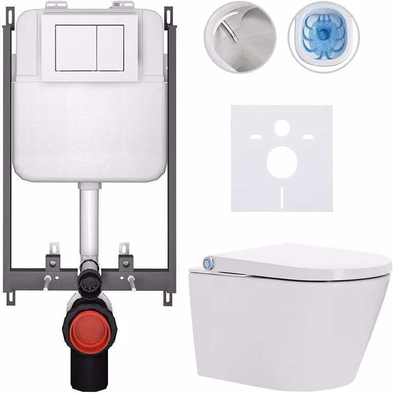 Cronus Standard Hangtoilet met bidet en bedieningsknop Prime/Maxio, wit glanzend, voor inbouw, B: 59,3 cm, D: 38,4 cm