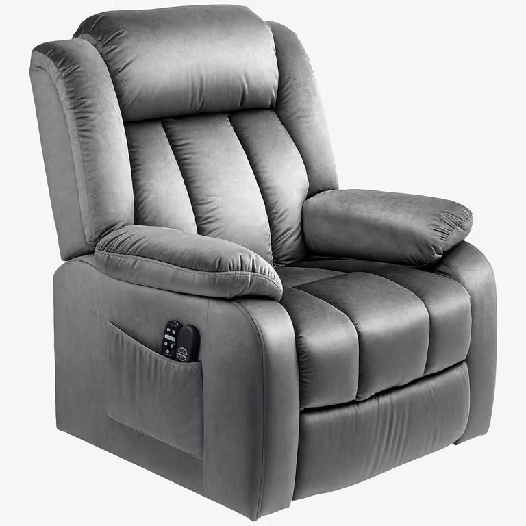 GranMaison Elektrische Massagestoel met Armleuning - Donkergrijs - 1 Persoons Relaxfauteuil