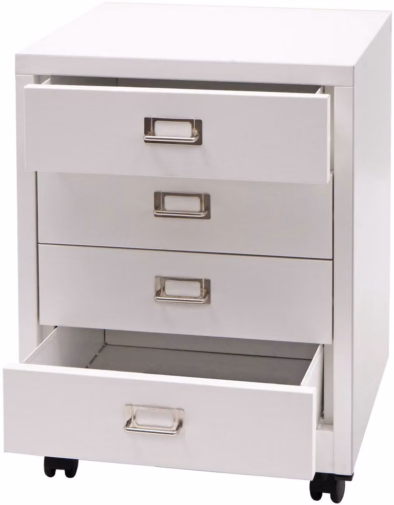 Rolcontainer MCW-L49 Archiefkast met 4 laden, Wit, B: 55 cm, D: 40 cm, H: 41 cm