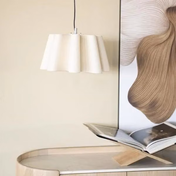 By-Boo Hanglamp Meander Handgemaakt Papier en Metaal - Beige/Wit - Diameter: 40 cm