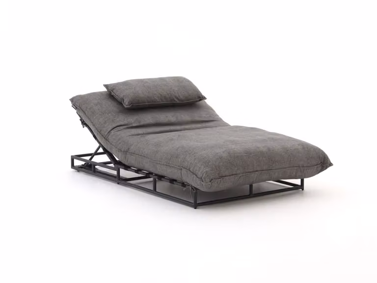 Verstelbaar ligbed Zavelli met aluminium frame en textiel in grijs en antraciet