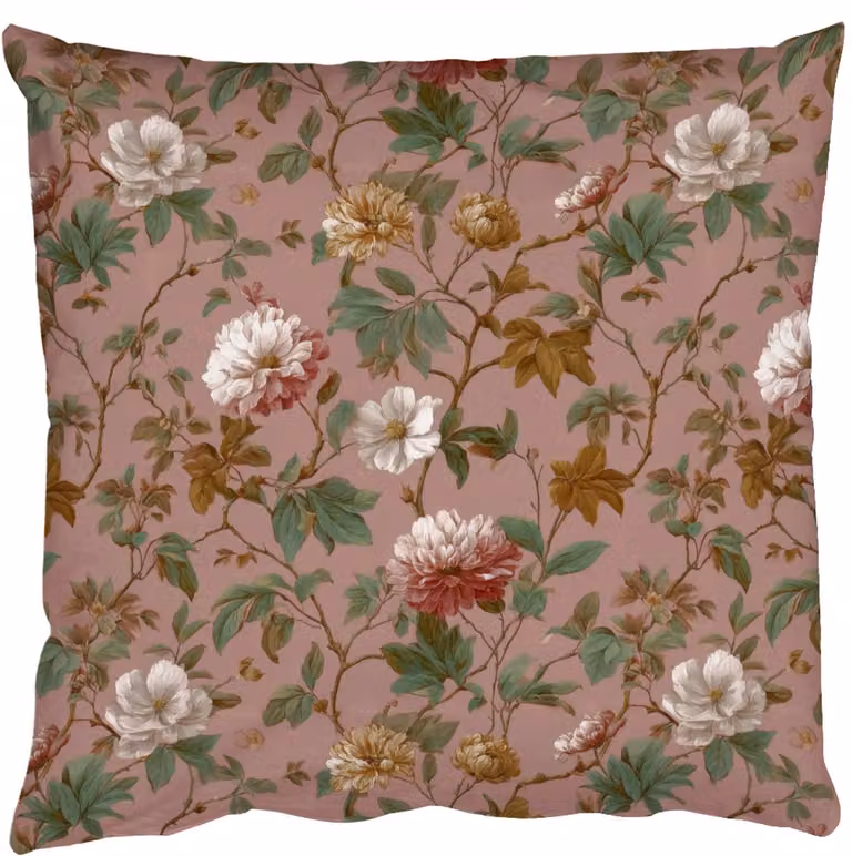 Klassiek sierkussen met bloemenmotief voor de woonkamer, Roze, 60 x 60 cm