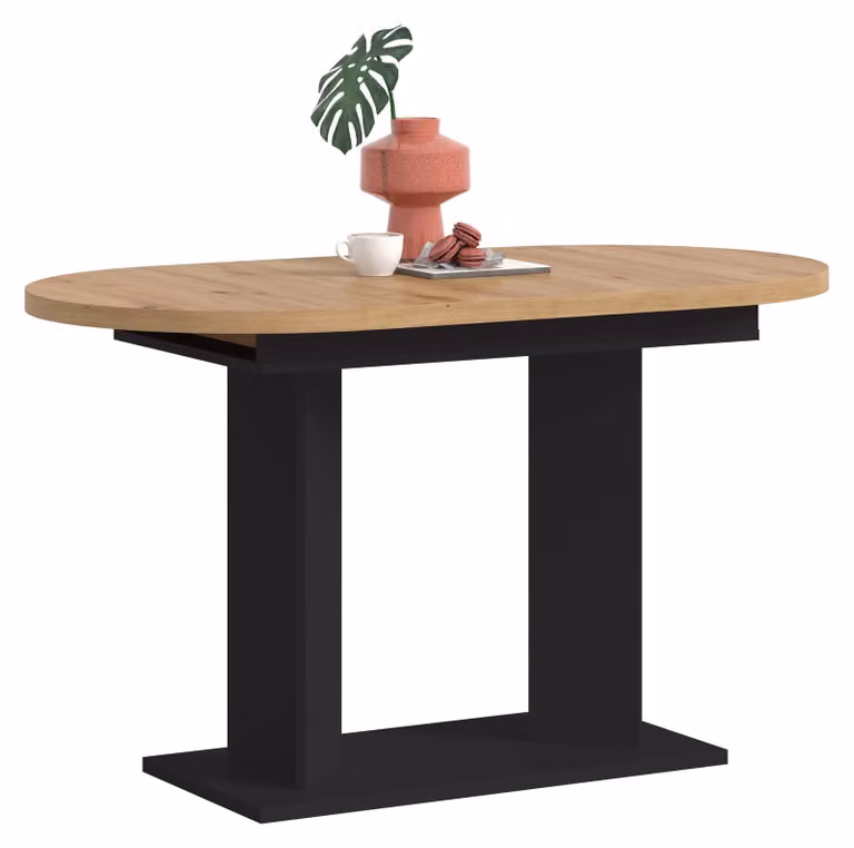 Xonox Uitschuifbare eettafel industrieel design eikenhout zwart/bruin B/D/H: 130 x 76 x 70 cm