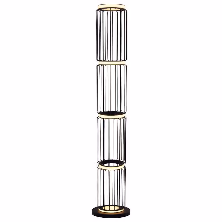 Searchlight Circolo Cage LED vloerlamp zwart B: 22 cm, D: 22 cm, H: 117 cm