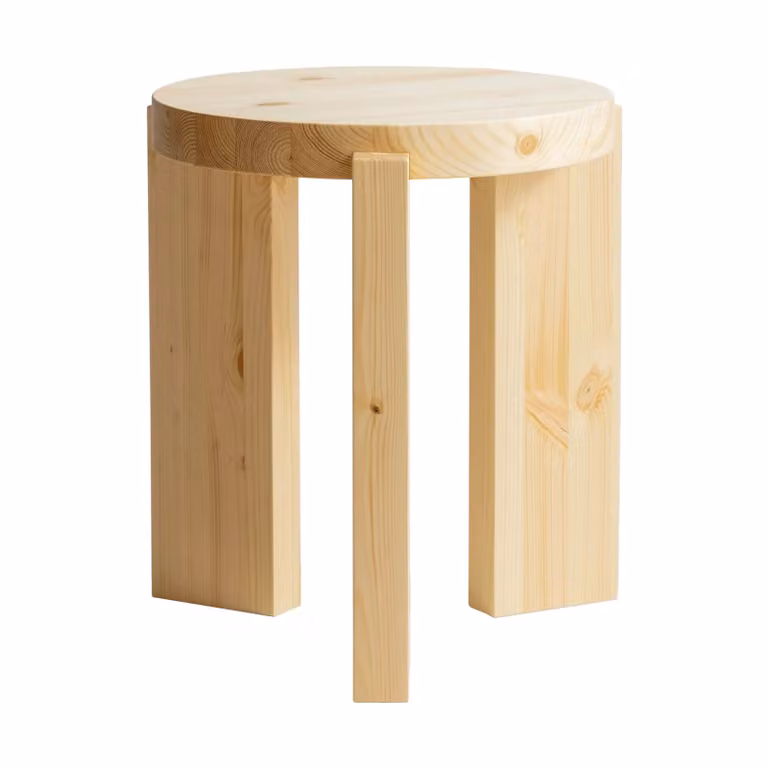 Vaarnii 001 Stool ronde kruk van geolied en gewaxt grenen, beige, B: 40 cm, H: 44 cm