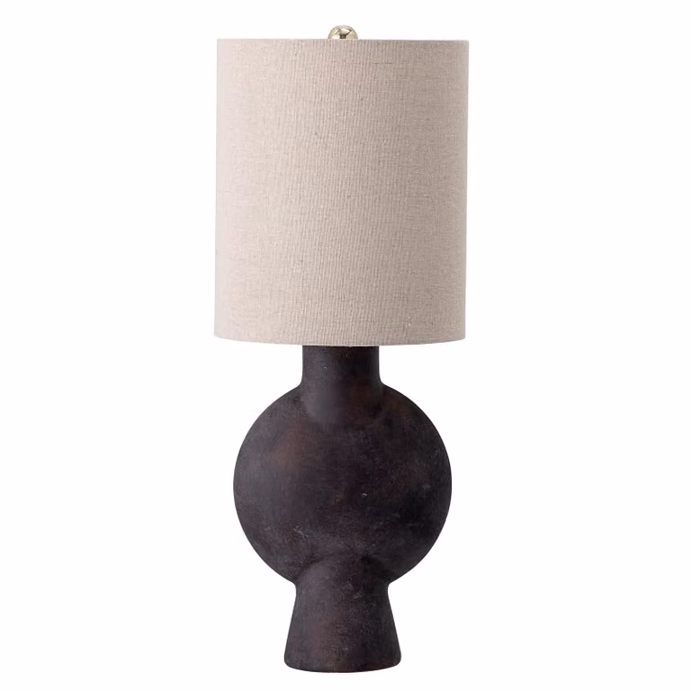 Bloomingville Sergio tafellamp bruin en beige met keramische voet en textiele kap, Hoogte: 54,5 cm