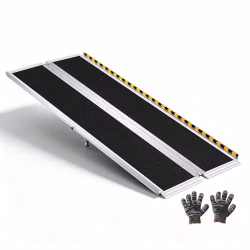 VEVOR Opvouwbare Rolstoelhelling van Aluminium met Antislipoppervlak, Breedte: 74,5 cm, Draagbaar voor Drempels en Trappen