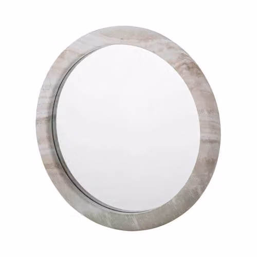 Bloomingville Vaka wandspiegel, rond, beige, Ø 50 cm