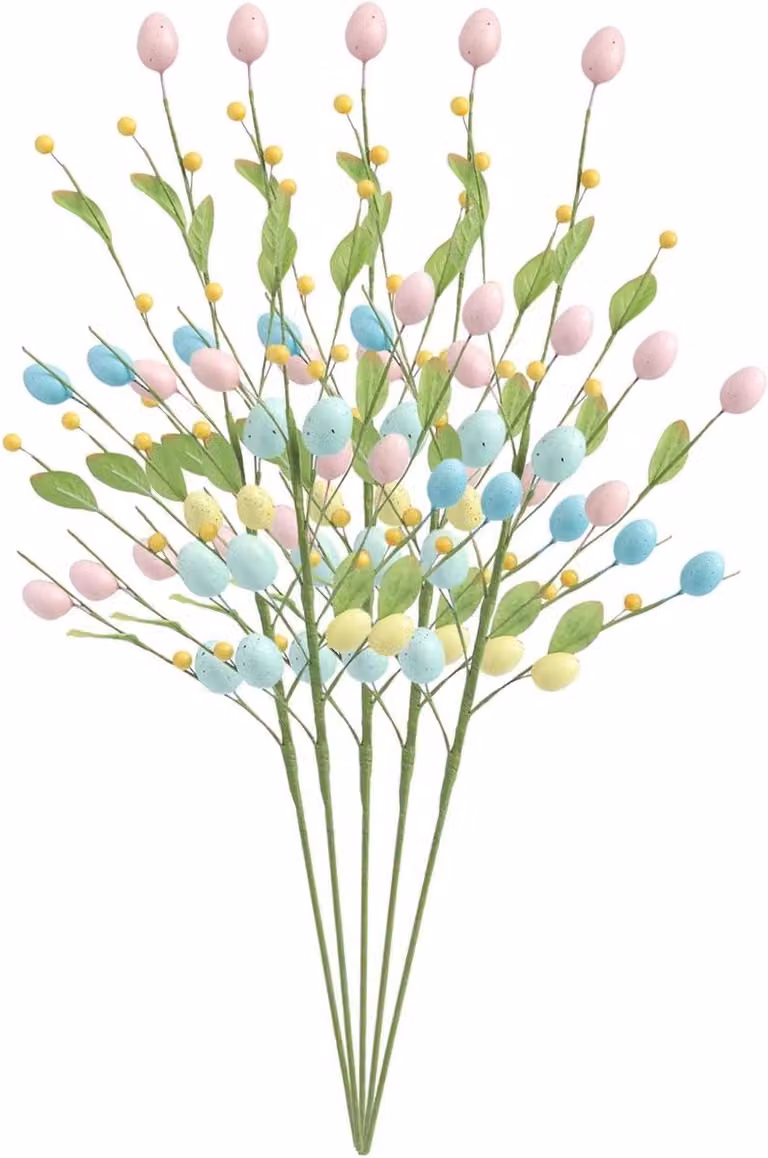 Multicolor Paasei Takken - Kunst Eieren Lentetakken voor Paasdecoratie - Hoogte: 55 cm