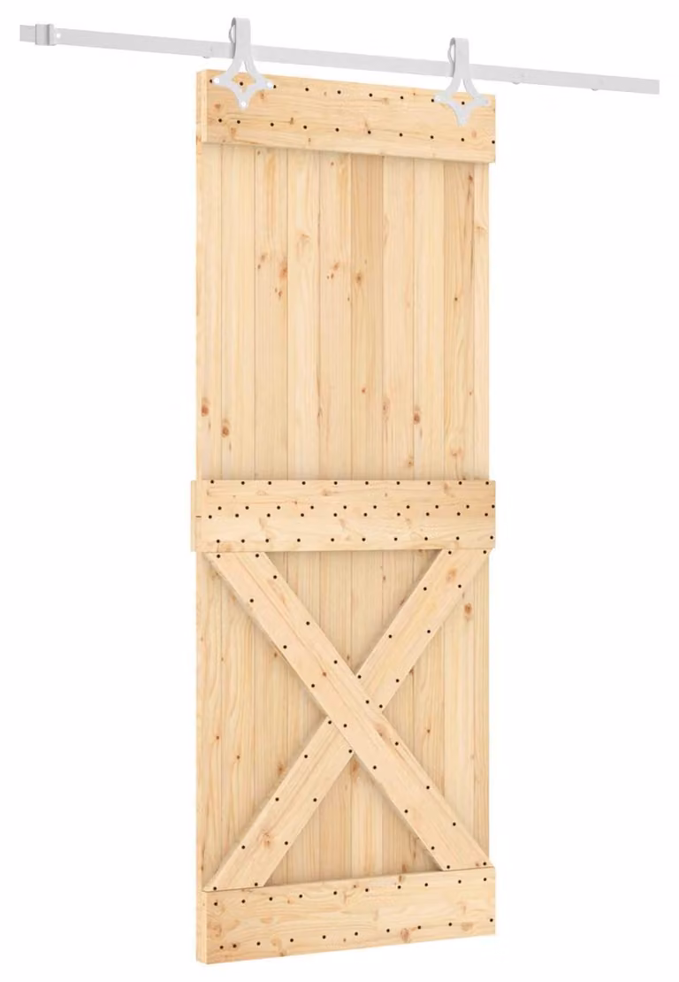vidaXL Schuifdeur van massief beuken, onbehandeld, 80 x 210 cm