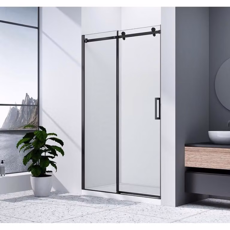 Gelco DRAGON BLACK douchedeur met helder glas, Breedte: 110 cm