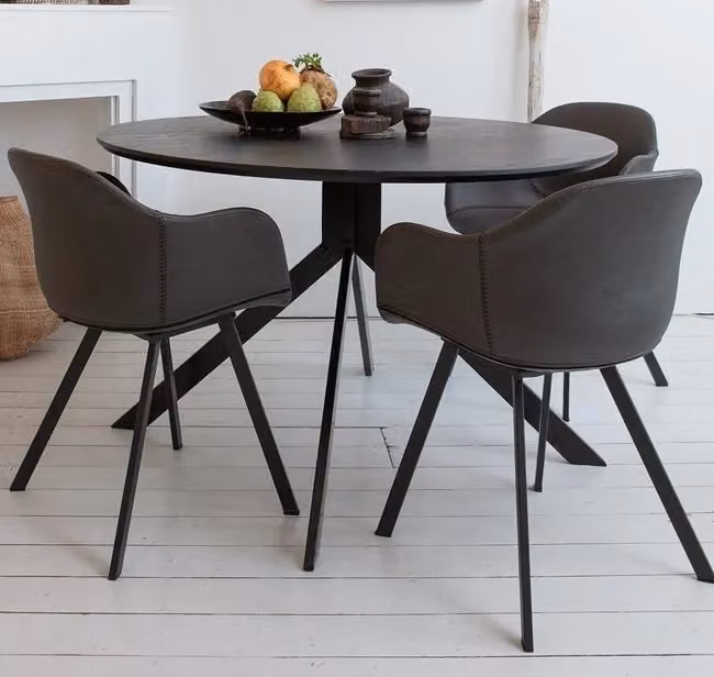 WOOOD Bruno Ronde Eettafel - Zwart - MDF - Ø120 cm, H: 75 cm