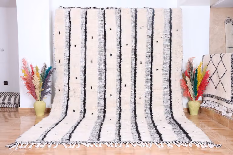 Handgemaakt Marokkaans Vloerkleed met Geometrisch Boho Design van 100% Wol