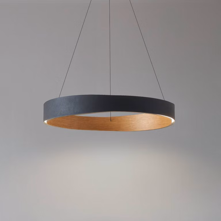 Lucande Daelor Design Hanglamp - Zwart en Hout - LED - Dimbaar - Inclusief Lichtbron