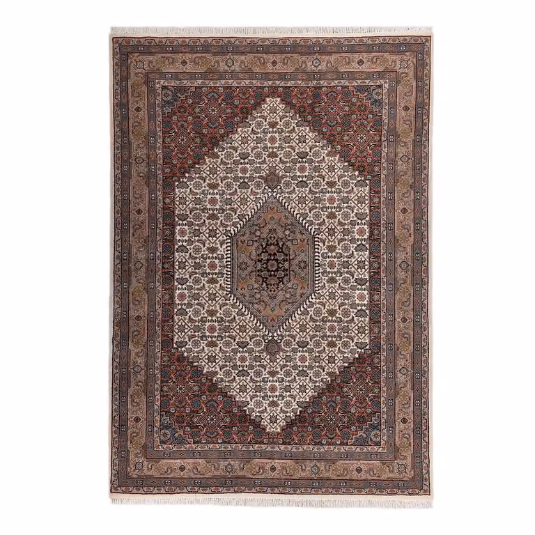 home24 Wollen vloerkleed Benares Bidjar bruin/crèmekleurig Breedte: 90 cm, Lengte: 160 cm