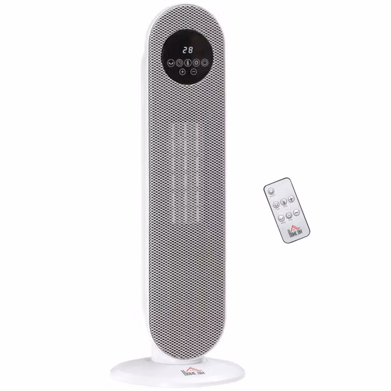 HOMCOM Verwarmingsventilator 2000W met PTC keramisch element, afstandsbediening, oscillatie en 12-uurs timer