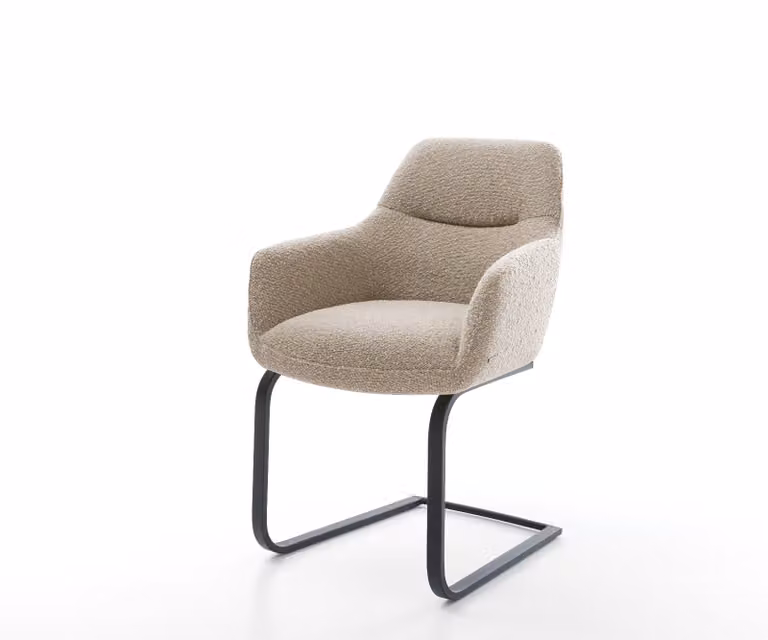 DELIFE Pejo-Flex Sledemodel Stoel met Bouclé Bekleding en Pocketveer Kern in Zwart