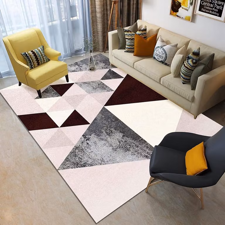 Zacht geometrisch vloerkleed voor woonkamer en slaapkamer - Roze Grijs - 200 x 300 cm