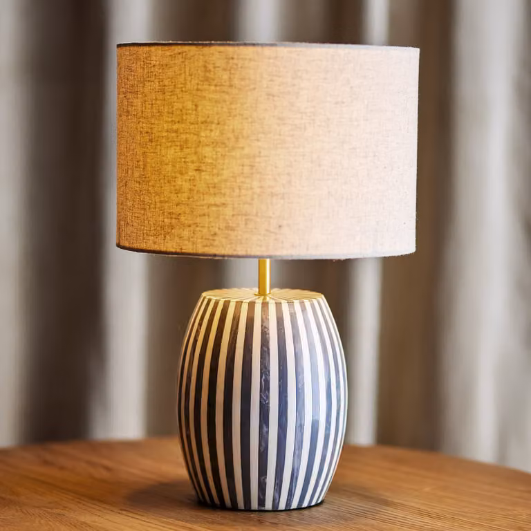 Bloomingville Tali Tafellamp Scandinavisch - Beige/Wit/Grijs - Hoogte: 47 cm, Diameter: 30 cm