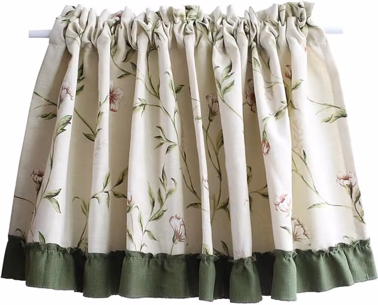 Beige kort gordijn voor keuken decoratie, licht filterend, B: 130 cm, H: 80 cm