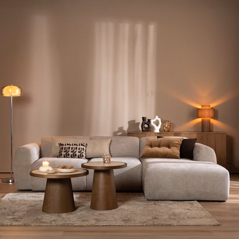 Hoekbank Maine Scandinavisch design beige gemêleerde stof rechts