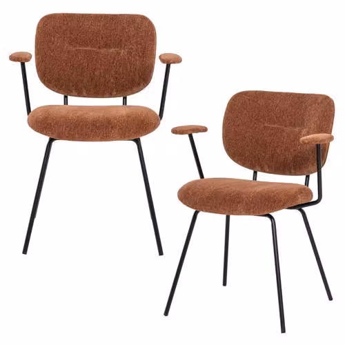 WOOOD Brint Eetkamerstoel met Armleuning Zand - Set van 2 - B/D/H: 80 x 63 x 58 cm