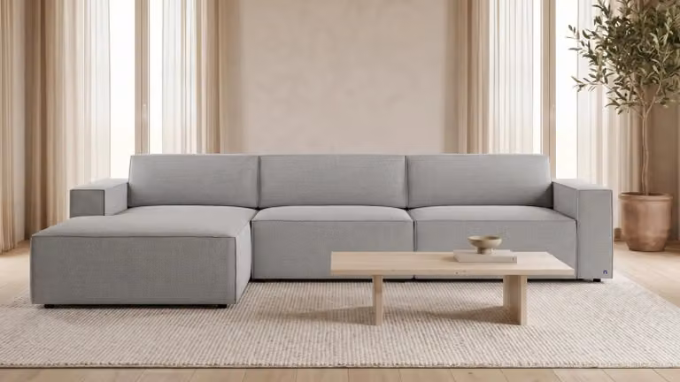 BRUNO Aurora Lounge Hoekbank in Aurora zilvergrijs met opbergruimte en logeerbed