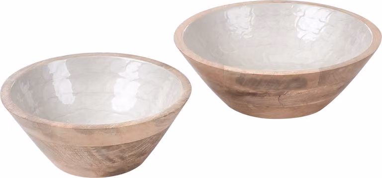 ARISH Set van 2 schalen - Bruin/Wit - Mangohout