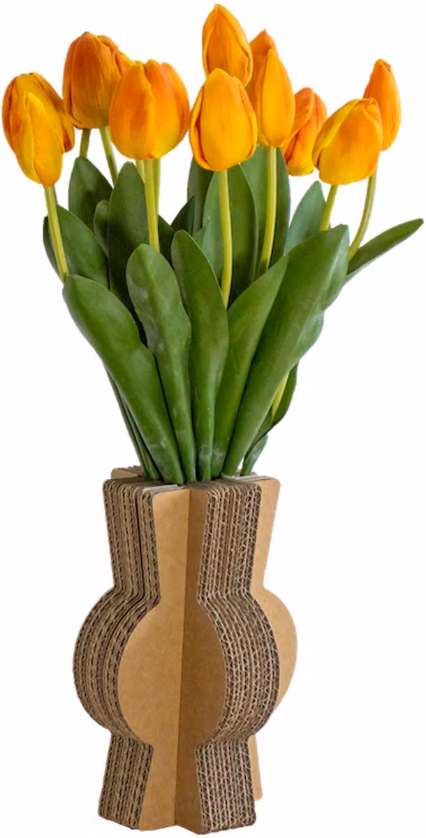 Kartonnen droogbloemen vaas Loïs - B/D/H: 10 x 10 x 22 cm - Kartent