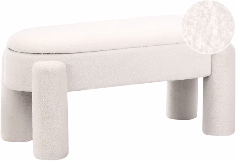 Beliani Opbergbankje - Off-white - Bouclé