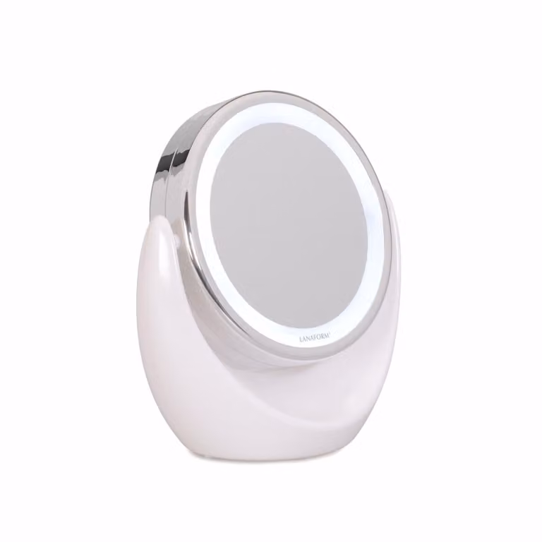 LANAFORM LED Spiegel X10, Vrijstaand, Rond, Tafelmodel, Parelmoer