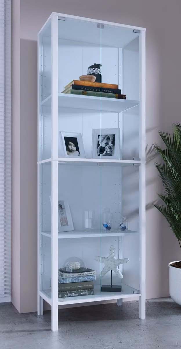 VCM Glasvitrine Jensol XL – Hoge staande vitrinekast met ESG-veiligheidsglas en glasfront, H 178 x B 60 x D 35 cm