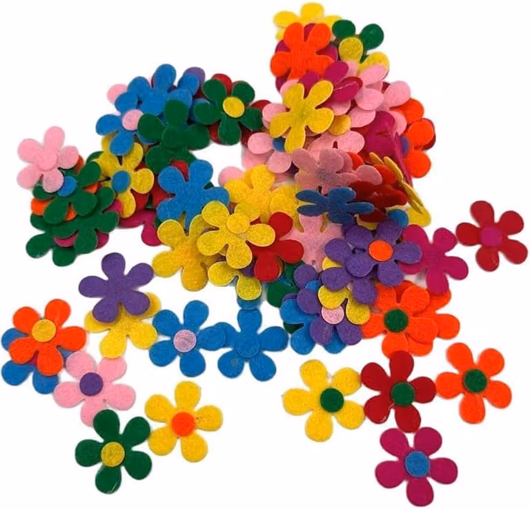 Vilten Bloemen Decoratie - Kleurrijke Mix voor Knutselen en Versieren - Multicolor - 3 cm