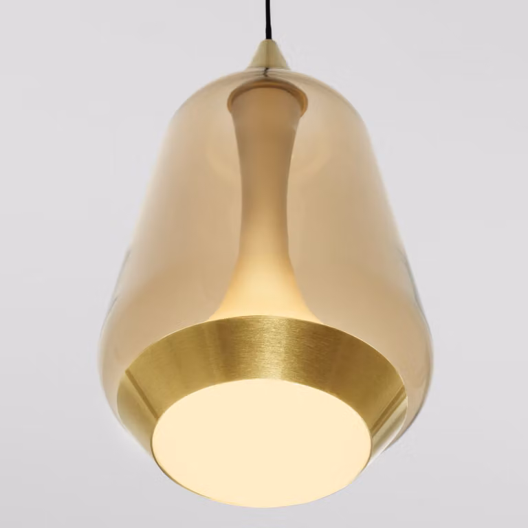 Lyora Design hanglamp Alish met amber glas en goud/messing details, Ø 12 cm