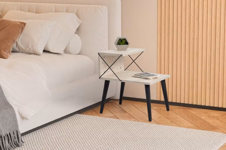 Skye Decor Nachtkastje Cross - Black Travertine - B/D/H: 50 x 40 x 55 cm