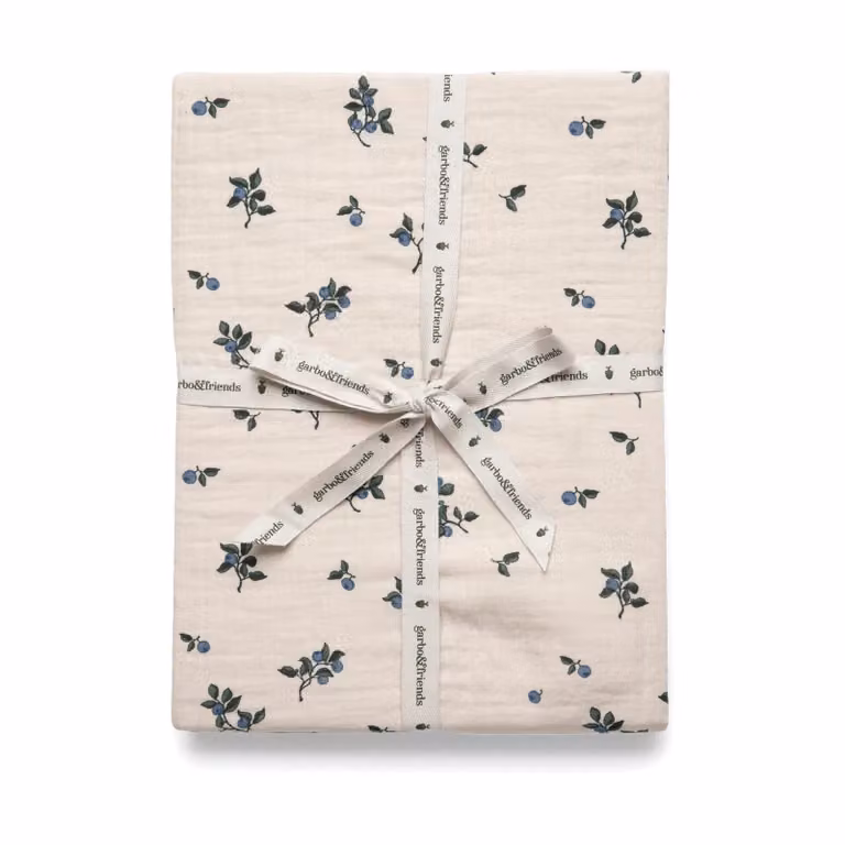 Garbo&Friends Blueberry Muslin hoeslaken voor baby's, B/D/H: 120 x 60 x 20 cm