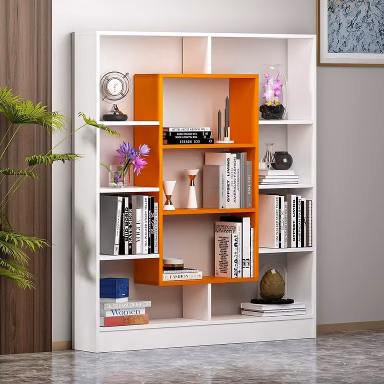 Modern Boekenkast Staand Rek als Kamerverdeler voor de Woonkamer of Home Office, B/D/H: 130 x 22 x 152 cm