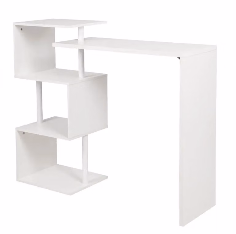 Bresht Bartafel - Wit - Multifunctioneel met 3 Legplanken - B/D/H: 134 x 50 x 112 cm