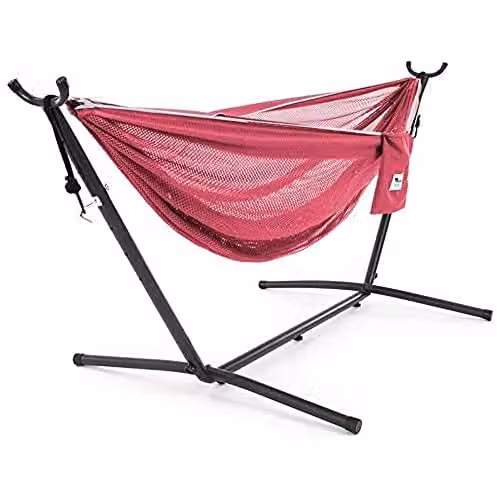 Vivere Mesh Hangmat met standaard - Rose/Celeste - 280 cm