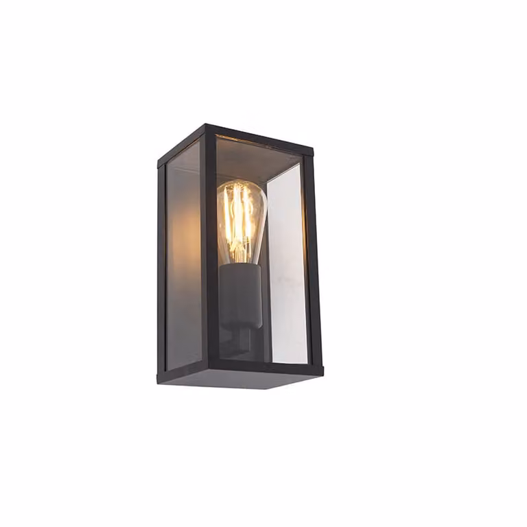 Qazqa Industriële Wandlamp Zwart IP44 met Transparant Glas voor Tuin en Badkamer